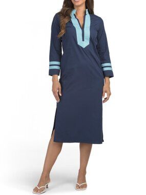 SAIL TO SABLE Long Sleeve Resort Maxi Caftan Dress
